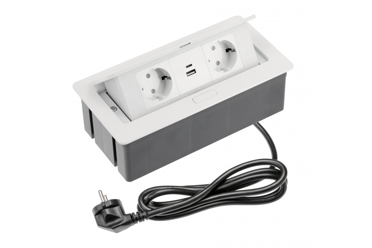 Stikkkontakt innflet Soft open, 2xSCHUKO USB A+C