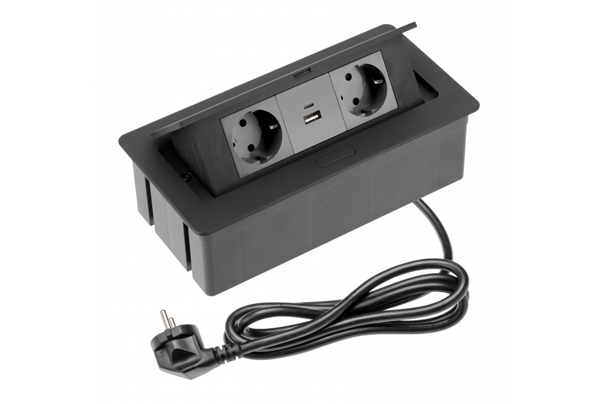 Stikkkontakt innflet Soft open, 2xSCHUKO USB A+C