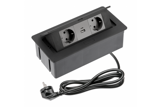 Stikkkontakt innflet Soft open, 2xSCHUKO USB A+C