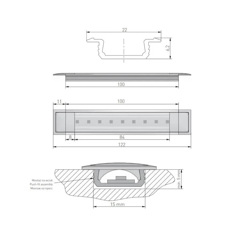 Led profil GLAX innfelt